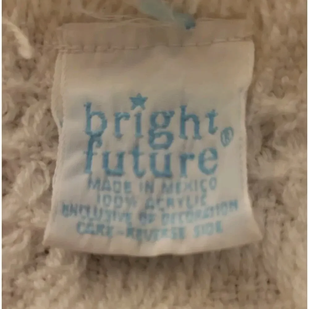 Vintage Baby Blanket bright future White “BABY” Fringe Trim 36 X 47 Cottagecore
